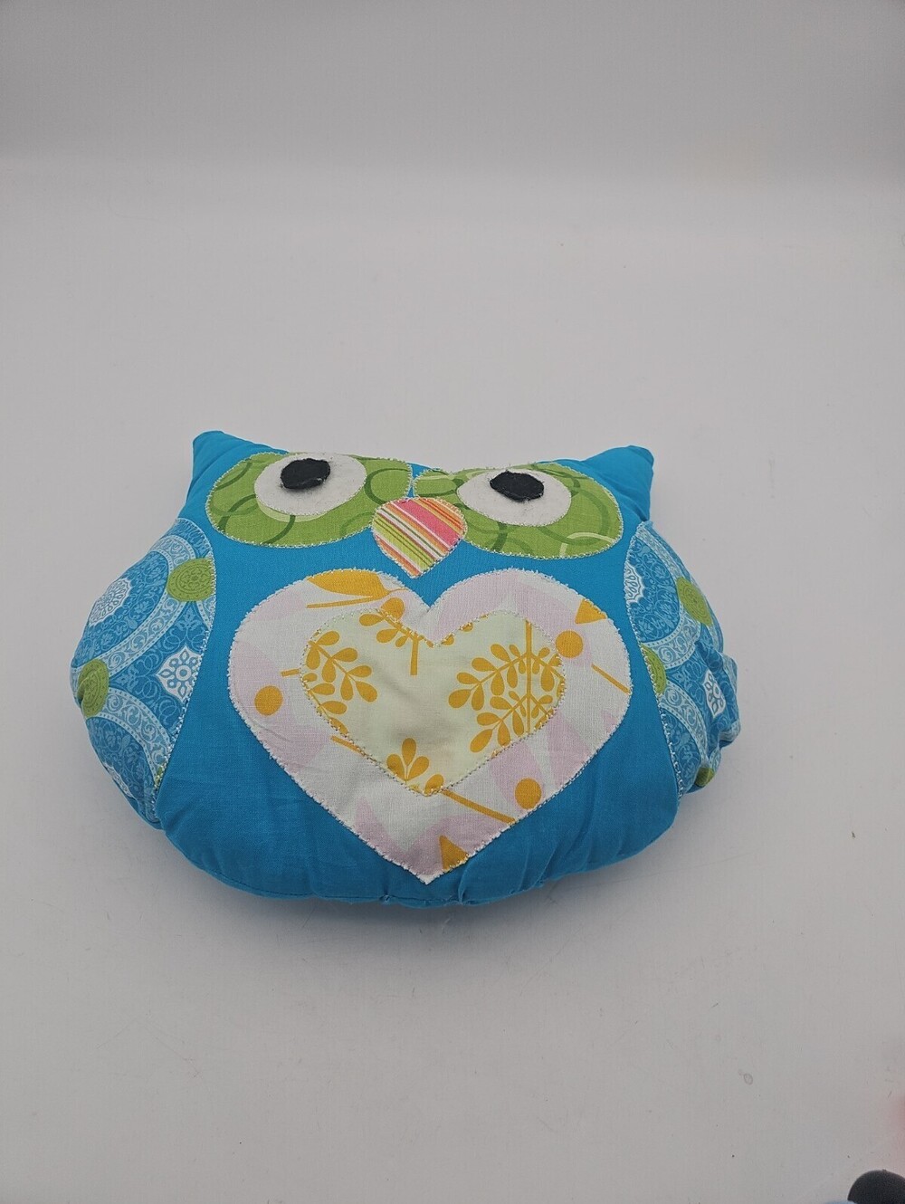 Adorable Handmade OWL THROW PILLOW  whimsical " Blue Stuffed  Plush
